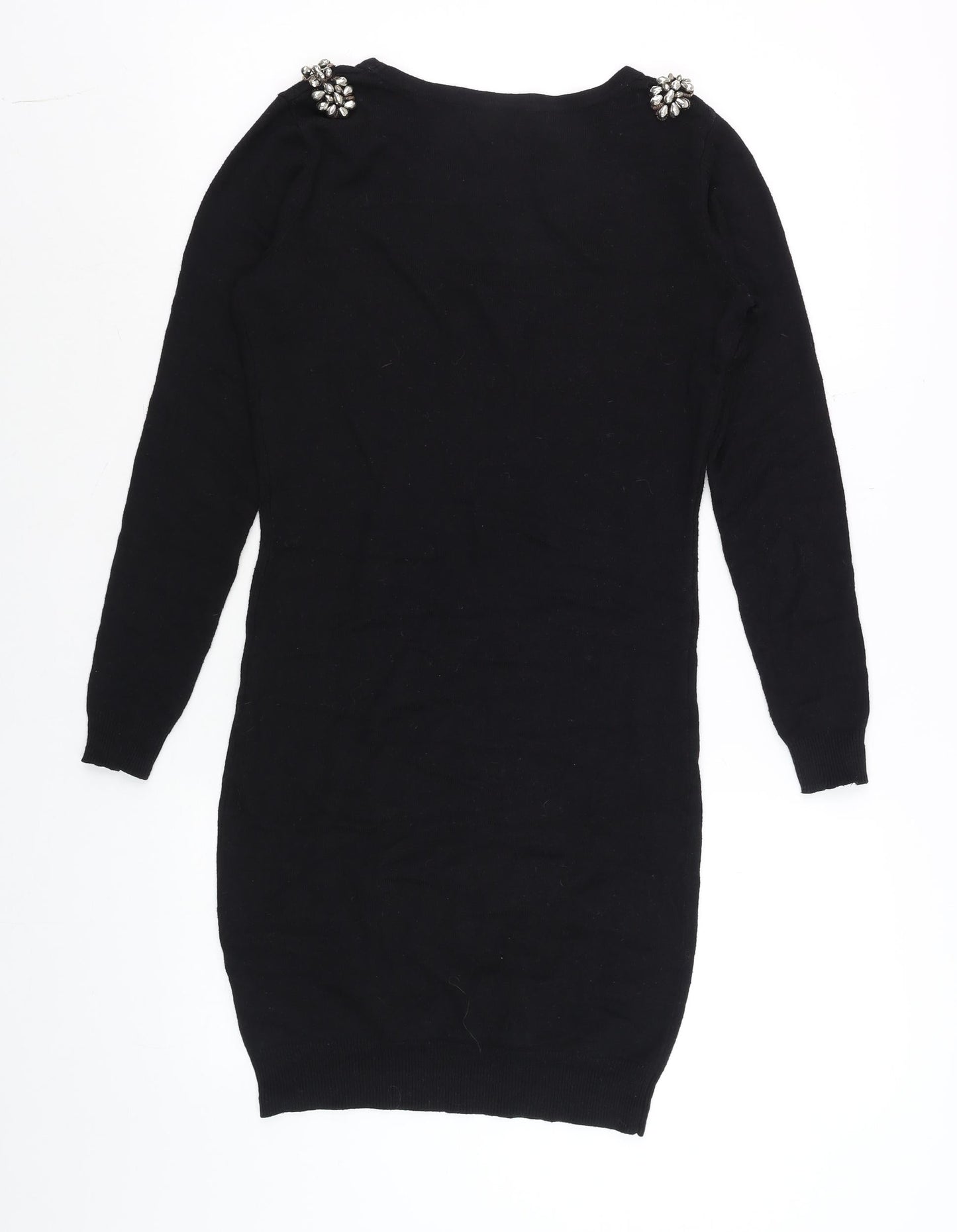 F&F Women’s Black Beaded Shoulder Jumper Dress Size 6