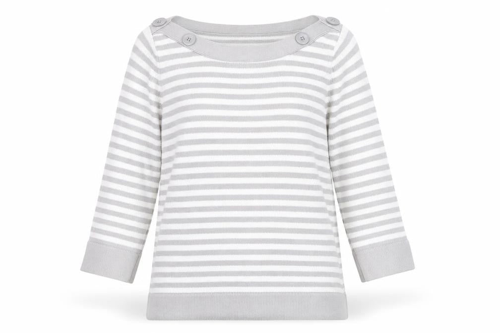 Marks & Spencer Women’s Grey Striped Cotton Jumper UK 8