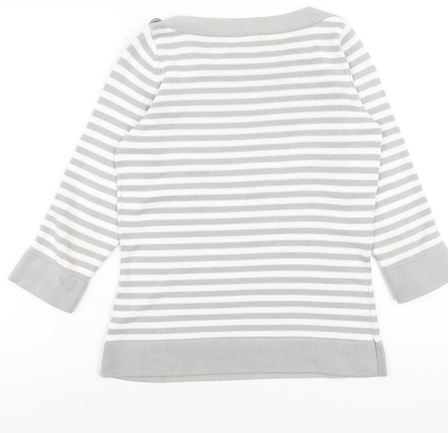 Marks and Spencer Women’s Grey Striped Cotton Jumper UK 8