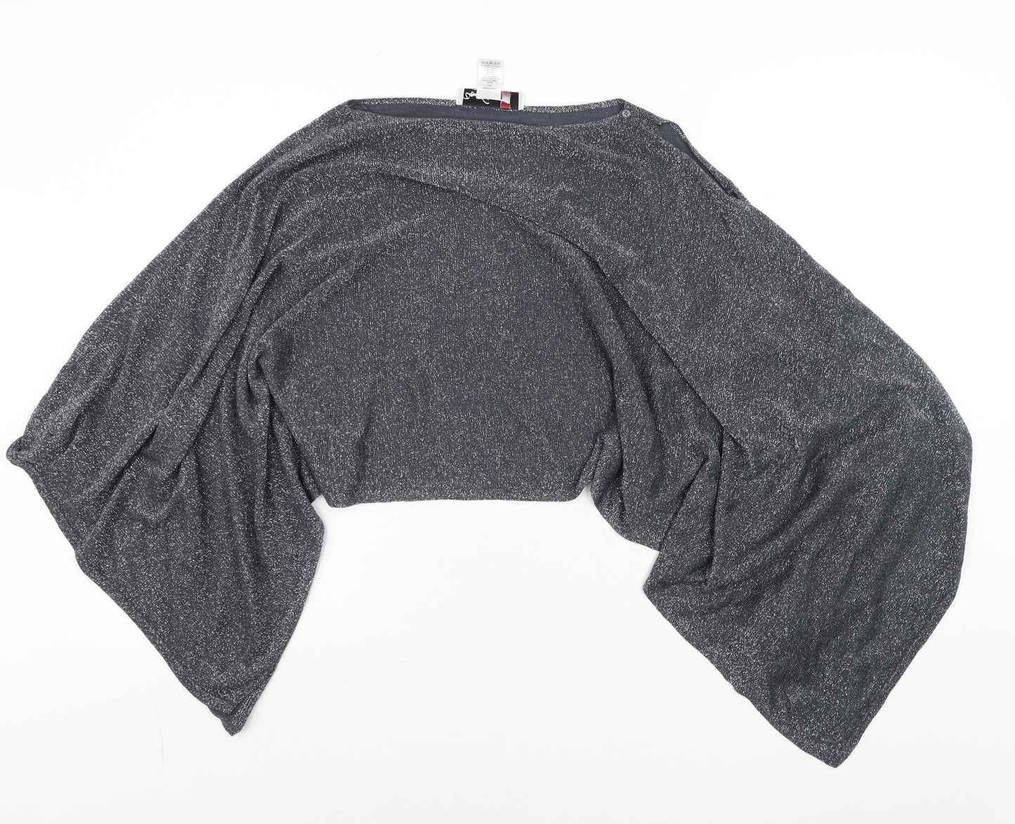 Damsel in a Dress Womens Grey Glitter Batwing Wrap Blouse One Size