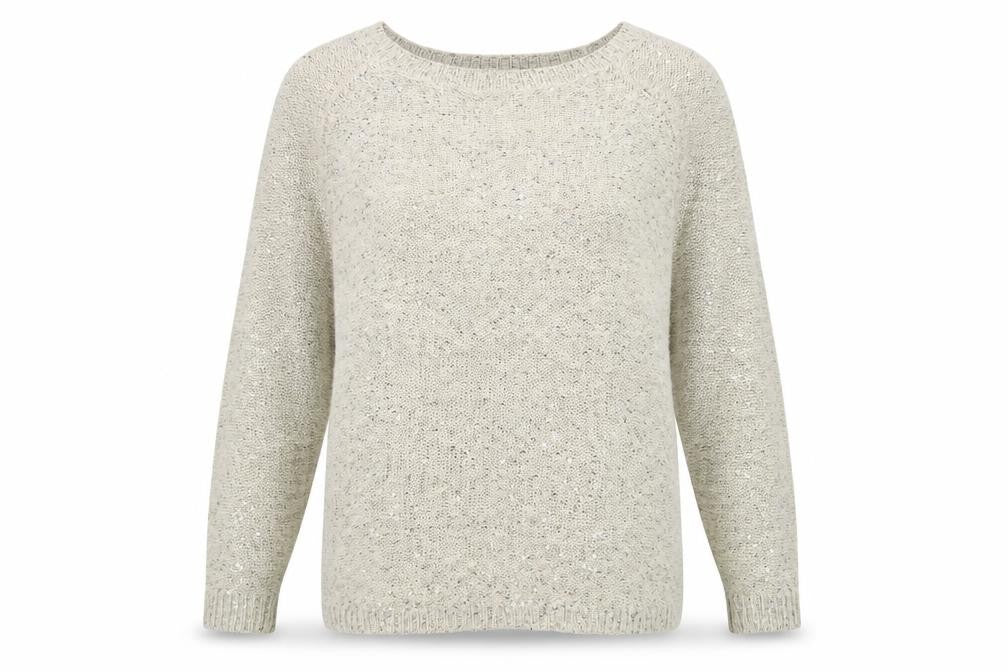 River Island Women’s Beige Sequin Knit Pullover Jumper Size 8