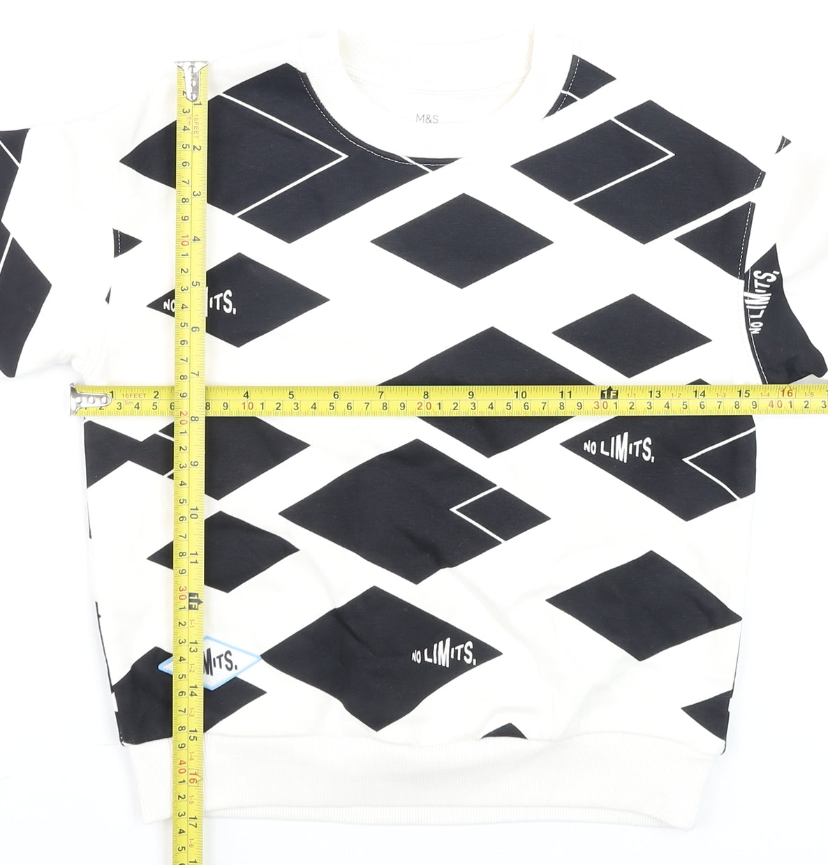 Marks and Spencer Boys Black Geometric No Limits Sweatshirt 4-5 Years