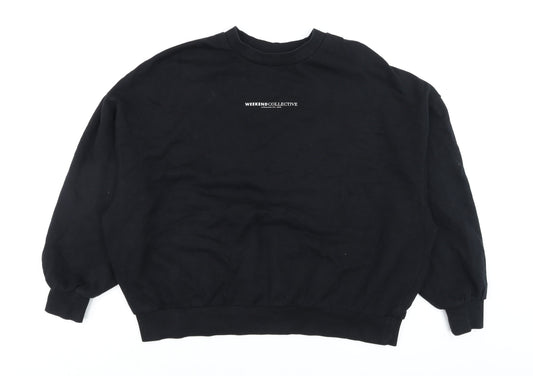 ASOS DESIGN Unisex Black Logo Pullover Sweatshirt L