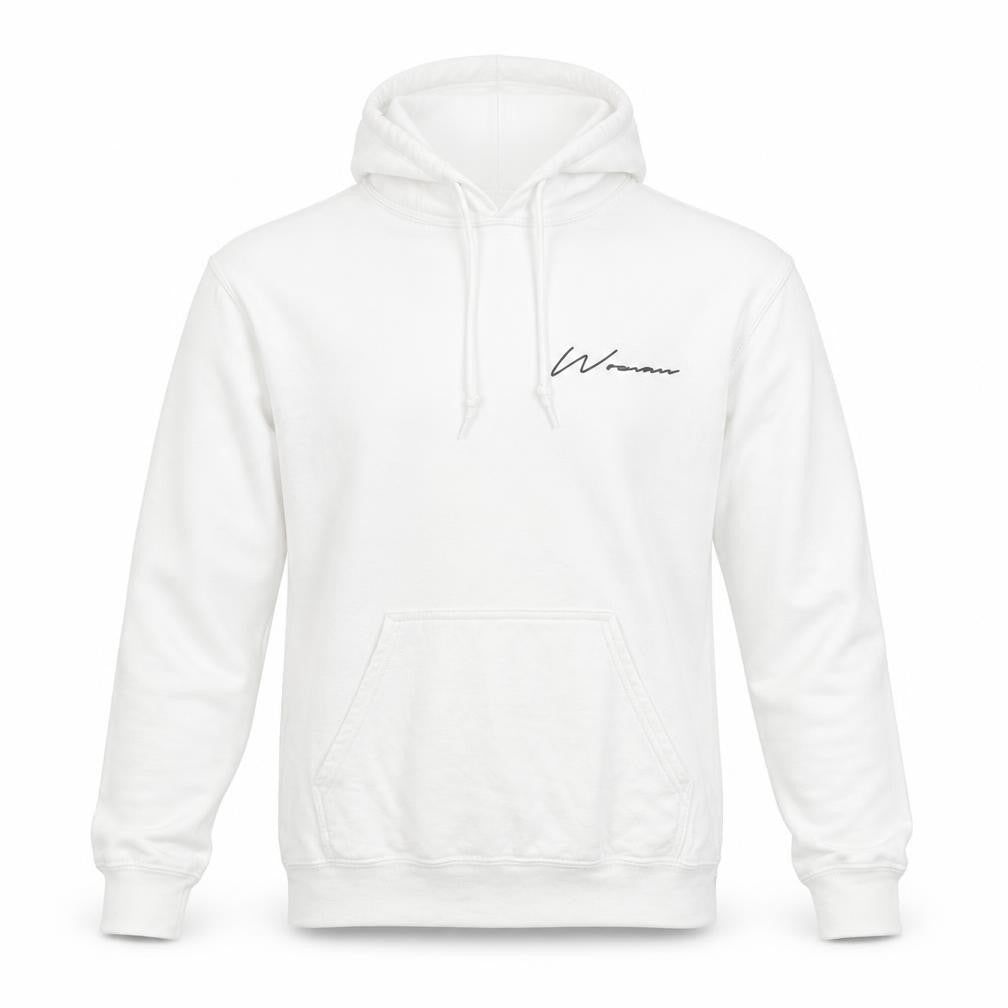 boohoo Men White Small Pullover Hoodie Logo Graphic Cotton Blend