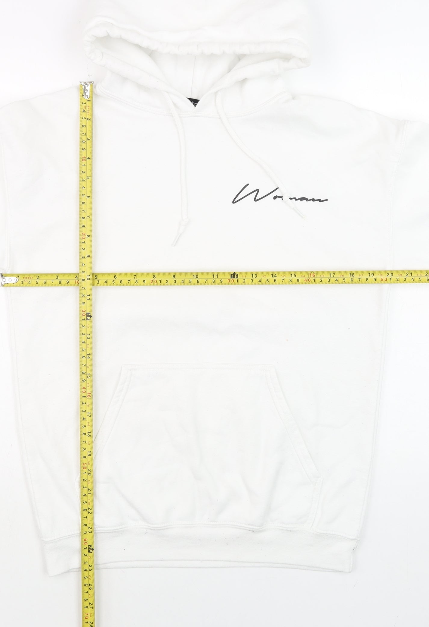 boohoo Men White Small Pullover Hoodie Logo Graphic Cotton Blend