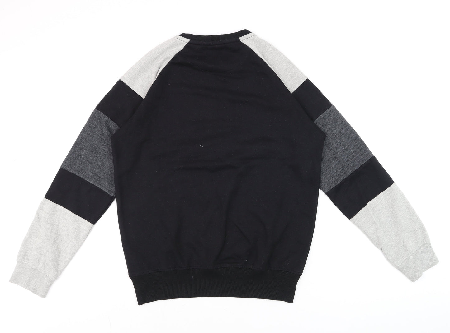Genetic Apparel Men's Black Pullover Sweatshirt L Crew Neck Zip Pocket
