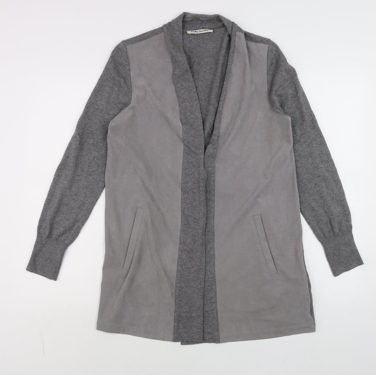 Betty Barclay Women's Grey Long Sleeve Open Wrap Cardigan Size M
