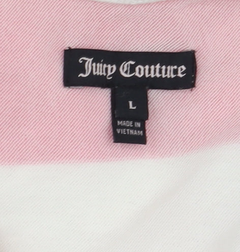 Juicy Couture Womens Pink Striped Embroidered Shift Dress Size 14