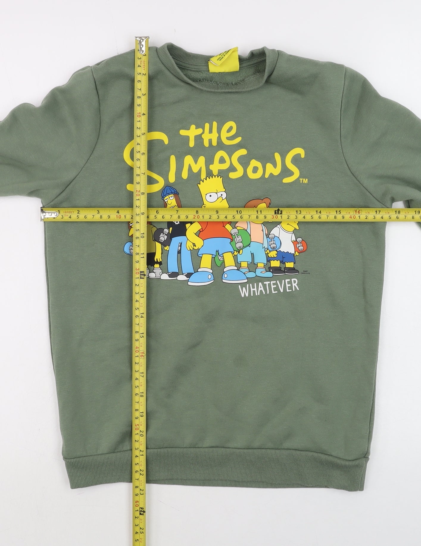 Primark Boys Green The Simpsons Pullover Sweatshirt 11-12 Years