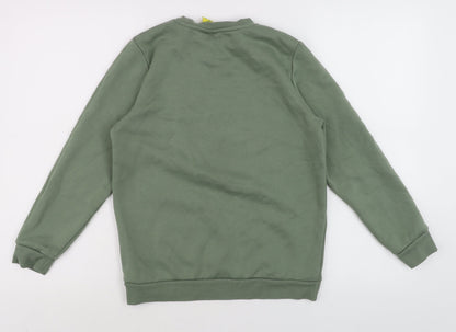 Close-up detail of Primark boys’ green the simpsons pullover sweatshirt 11-12 years
