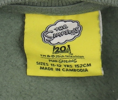 Brand and care label for Primark boys’ green the simpsons pullover sweatshirt 11-12 years