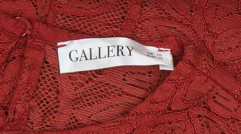 Gallery Women's Red Lace Floral Tunic Blouse UK 10 Long Sleeve