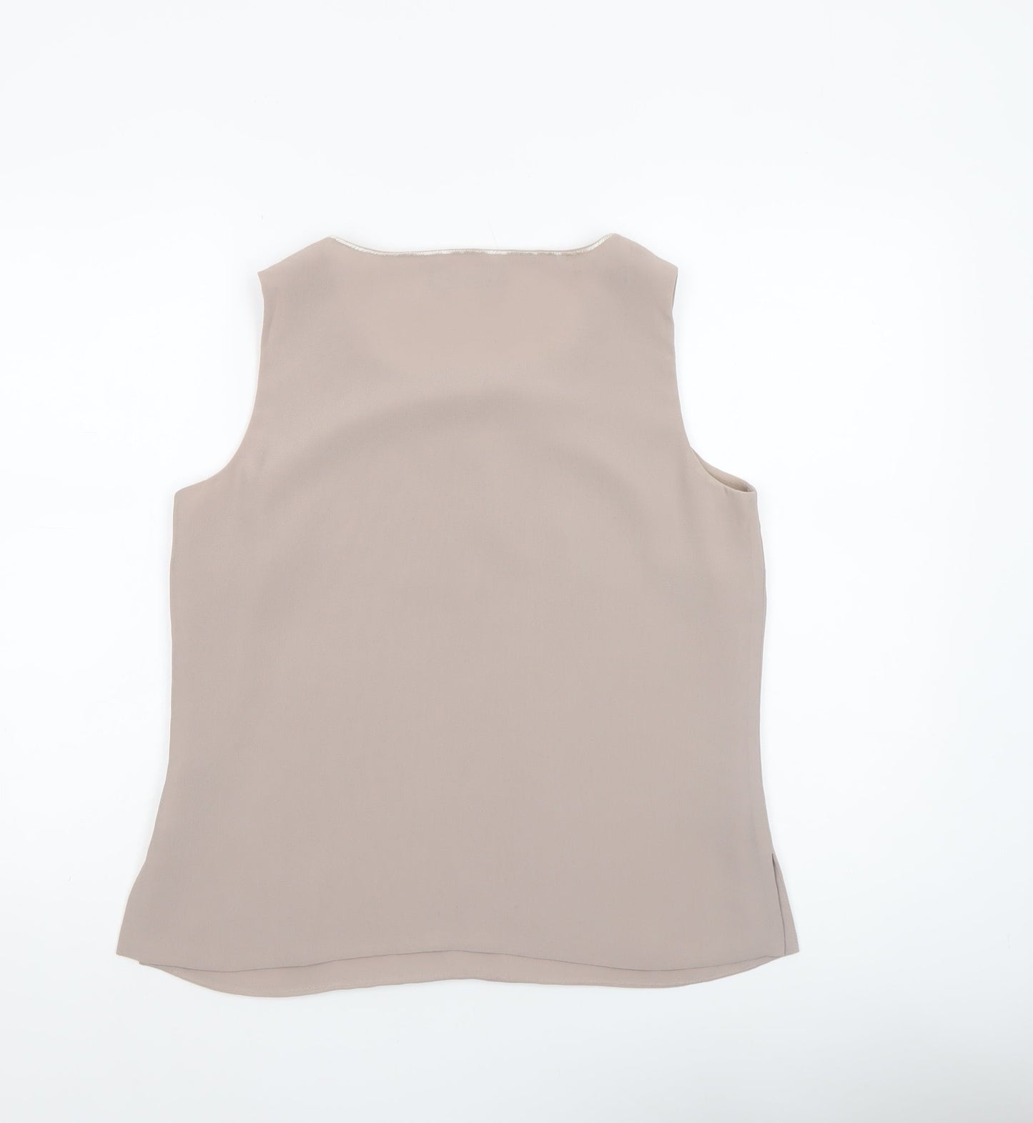 Jacques Vert Womens Beige Sleeveless Embroidered Polyester Blouse UK 12