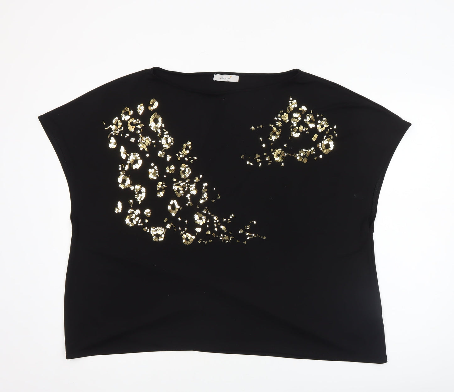 Marks and Spencer Women’s Black Sequin Animal Print Plus Size 22 Jersey T-Shirt