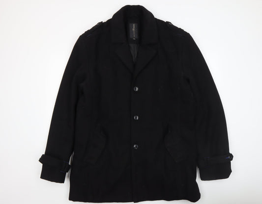 Tom Tailor Denim Men's Black Wool Blend Overcoat Size 2XL