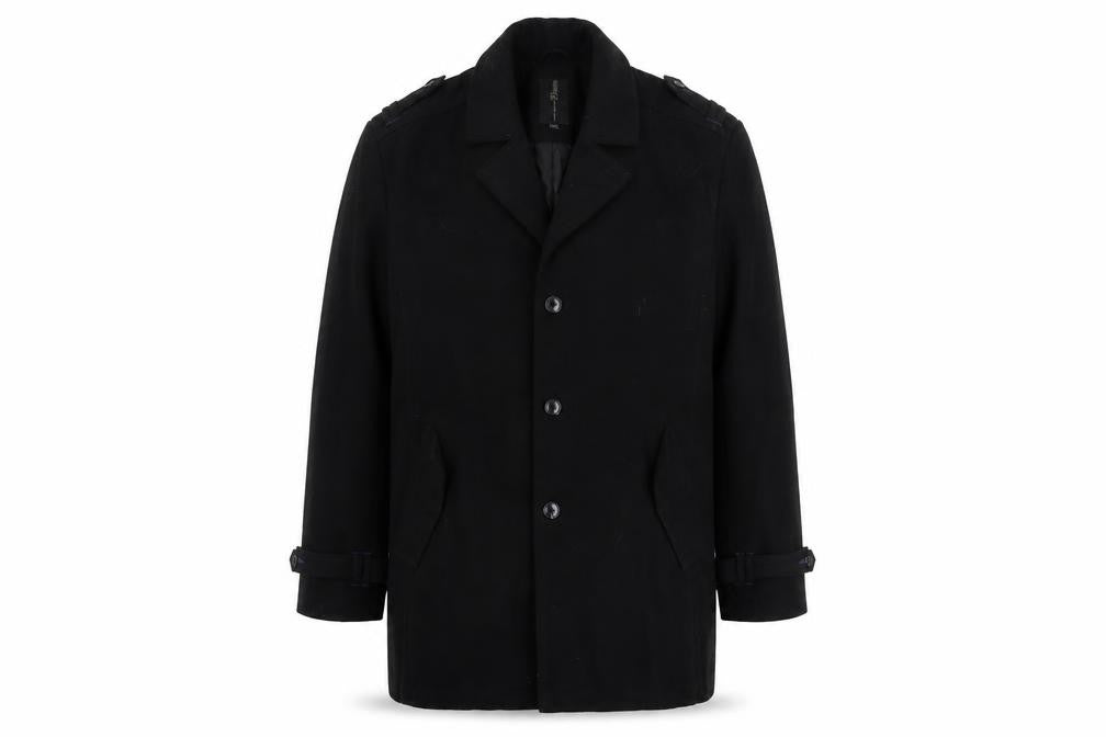 Tom Tailor Denim Men's Black Wool Blend Overcoat Size 2XL