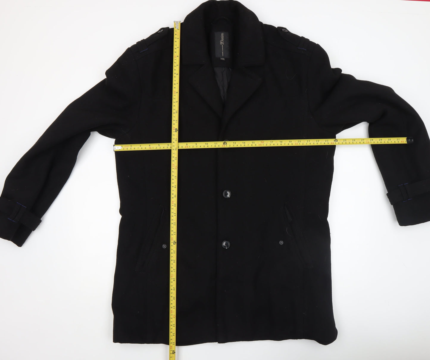 Tom Tailor Denim Men's Black Wool Blend Overcoat Size 2XL