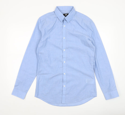 H&M Men's Blue Slim Fit Easy Iron Long Sleeve Dress Shirt Size S