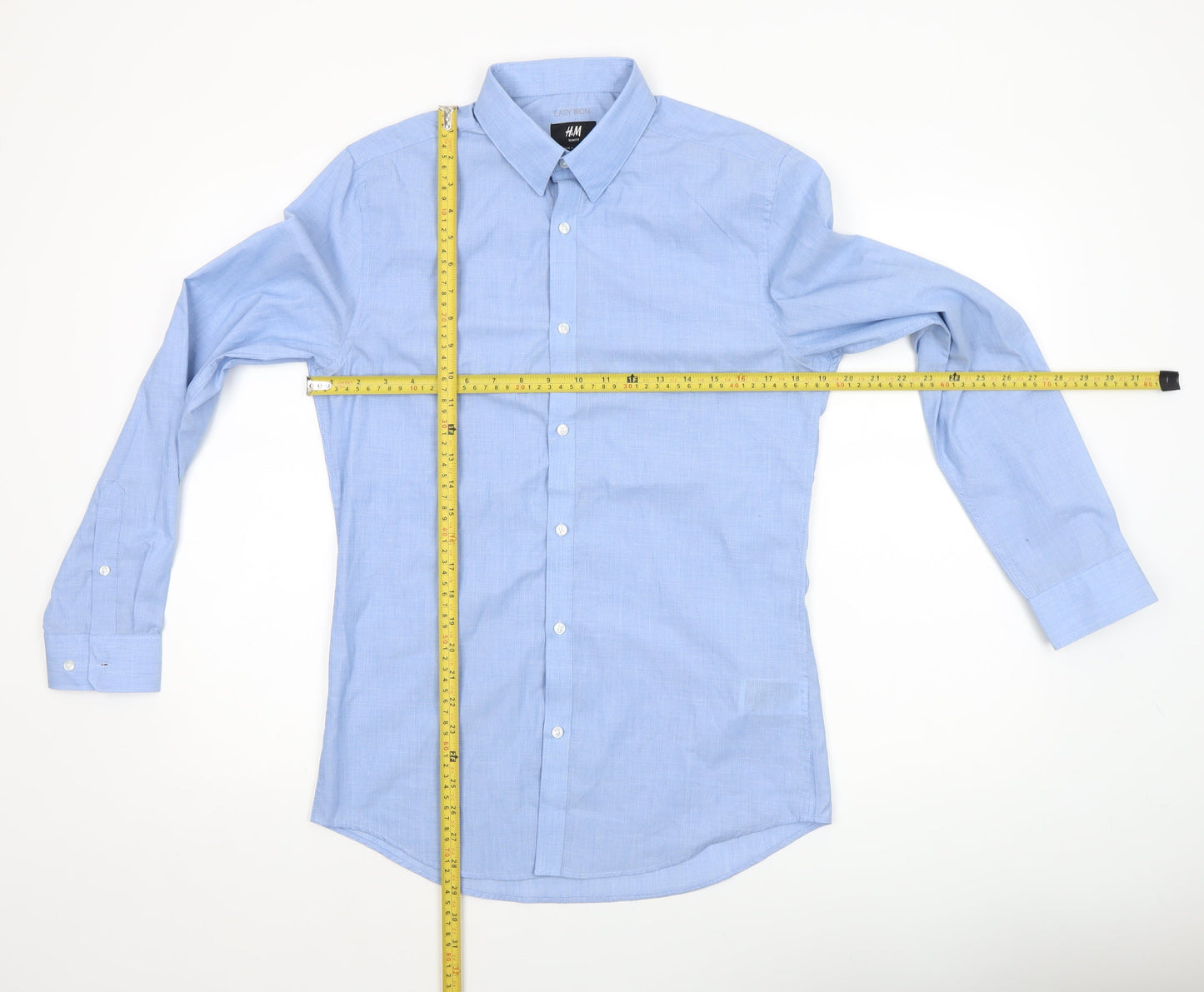 H&M Men's Blue Slim Fit Easy Iron Long Sleeve Dress Shirt Size S