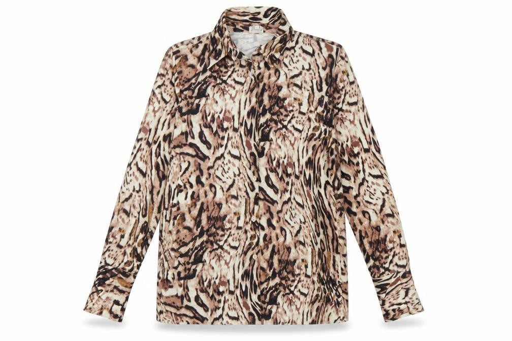 River Island Women’s Multicoloured Animal Print Long Sleeve Button-Up Blouse Size 12