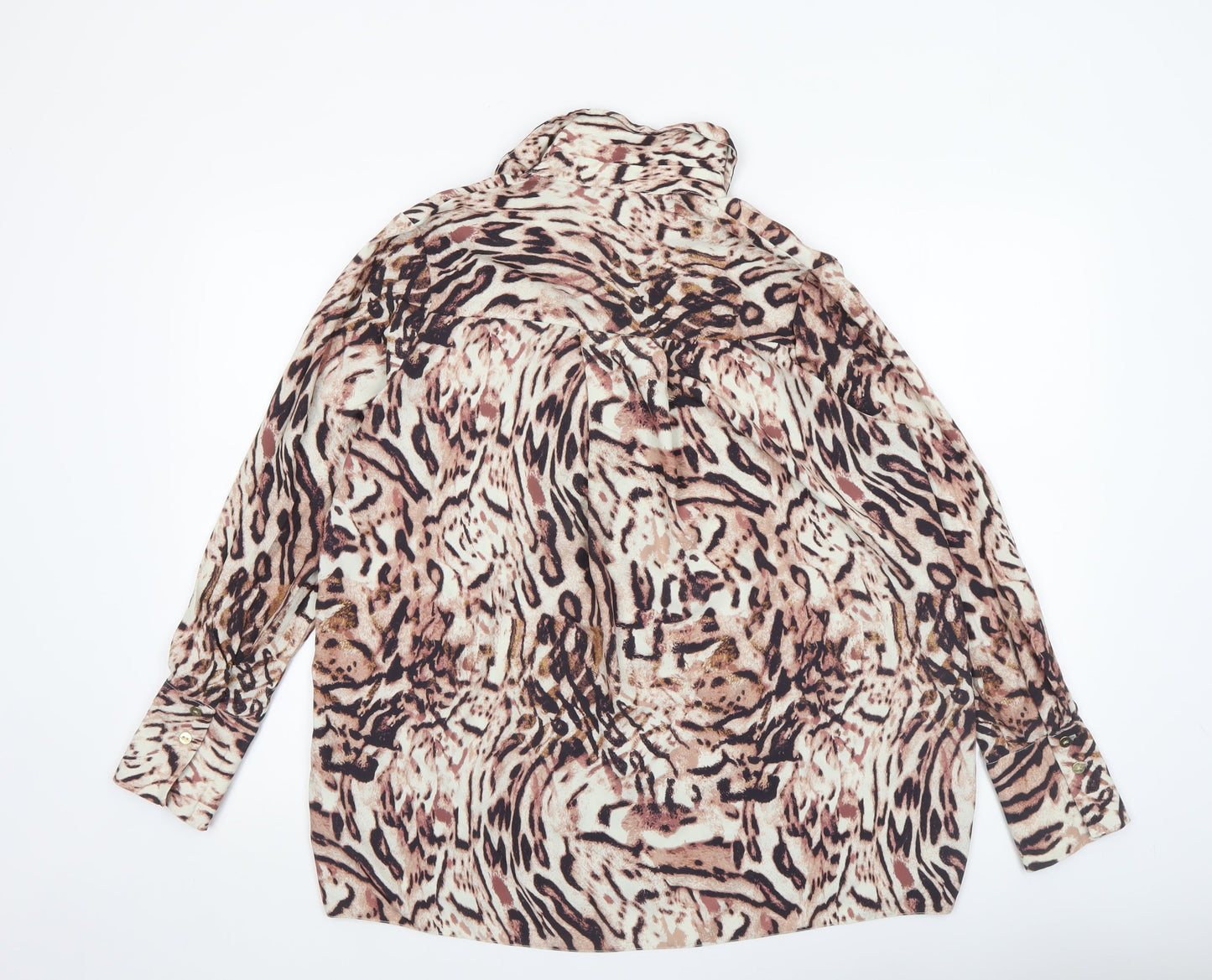River Island Women’s Multicoloured Animal Print Long Sleeve Button-Up Blouse Size 12