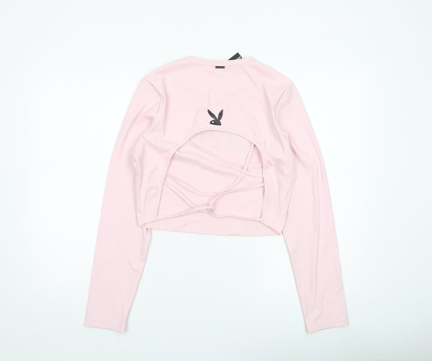 Missguided x Playboy Pink Cropped Long Sleeve Women's T-Shirt XL