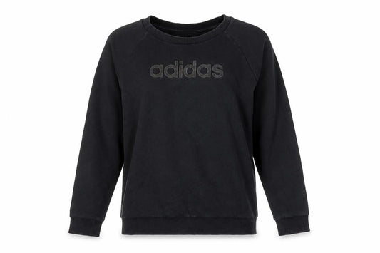 Adidas Women Black Cotton Crew Neck Pullover Sweatshirt Size L 16-18