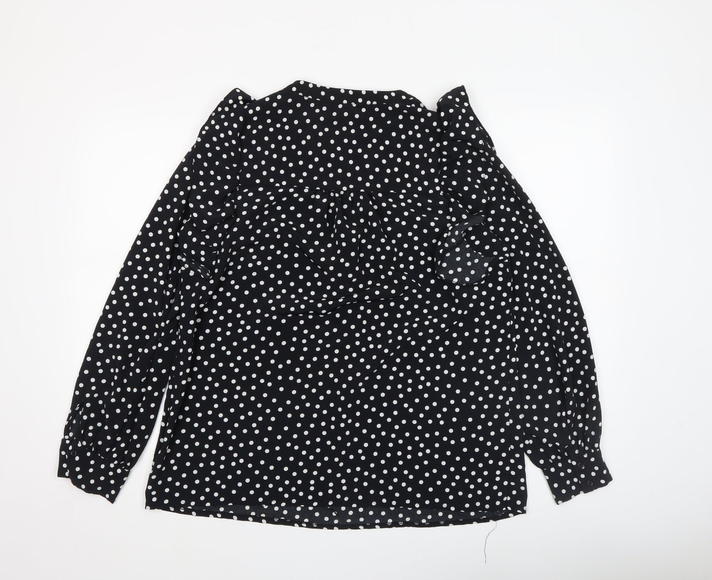 Debenhams Women’s Black White Polka Dot Ruffle Blouse Size 12