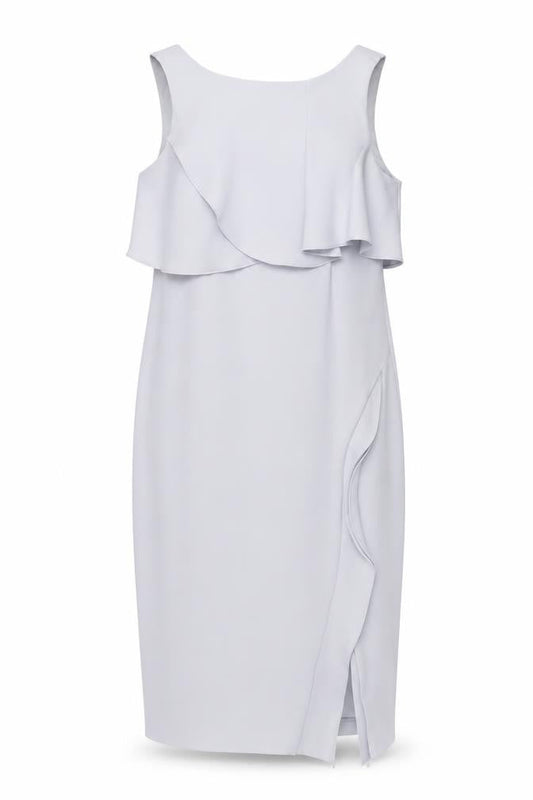 Coast Women Silver Size 12 Sheath Ruffle Formal Dress