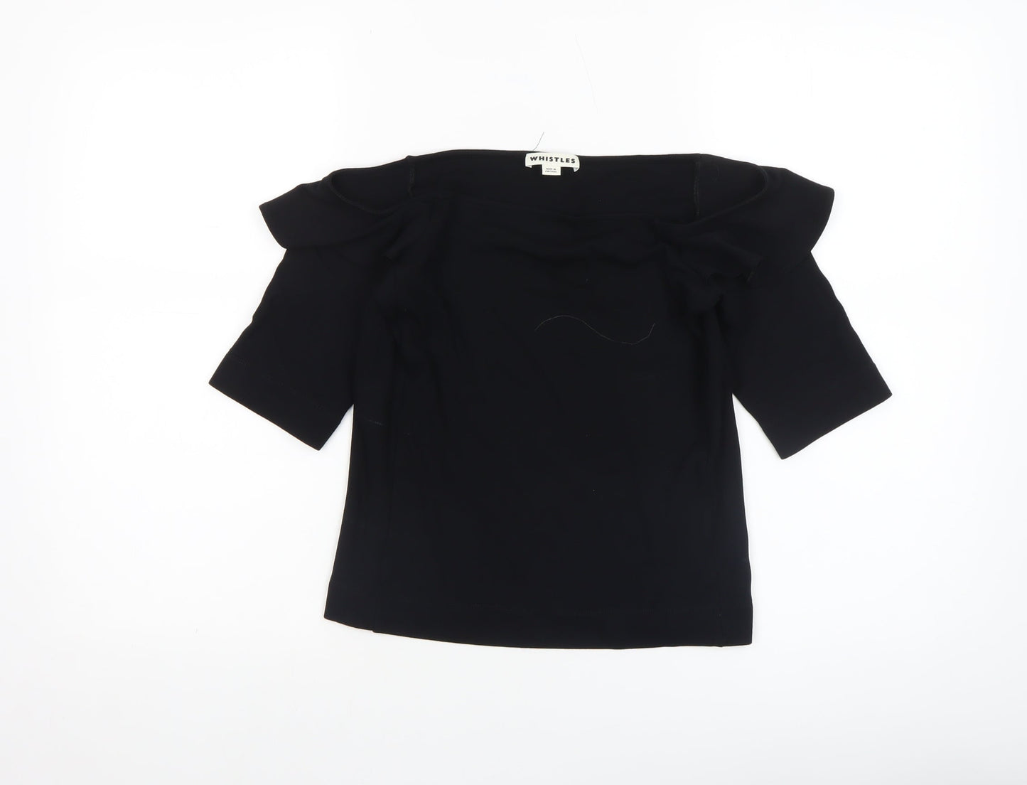 Whistles Women’s Black Off Shoulder Ruffle Blouse UK 12