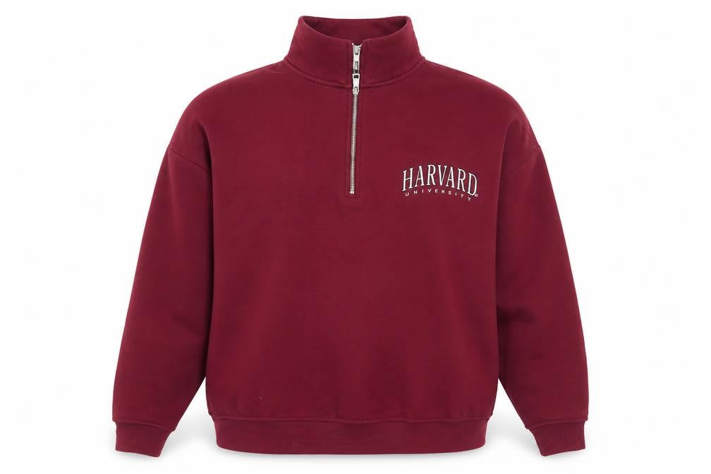 Harvard University Burgundy 1/4 Zip Women's Sweatshirt Size L