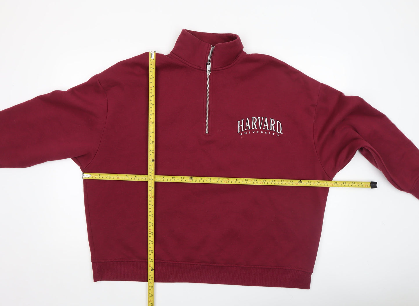 Harvard University Burgundy 1/4 Zip Women's Sweatshirt Size L