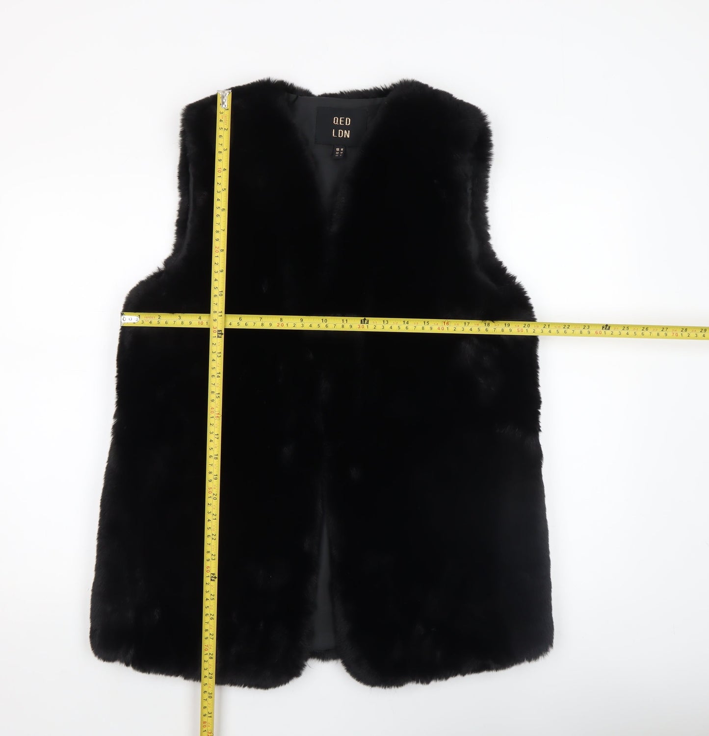 QED LDN Women’s Black Faux Fur Waistcoat Size M