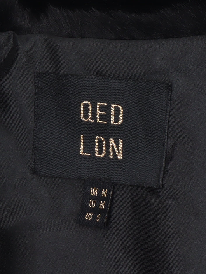 QED LDN Women’s Black Faux Fur Waistcoat Size M