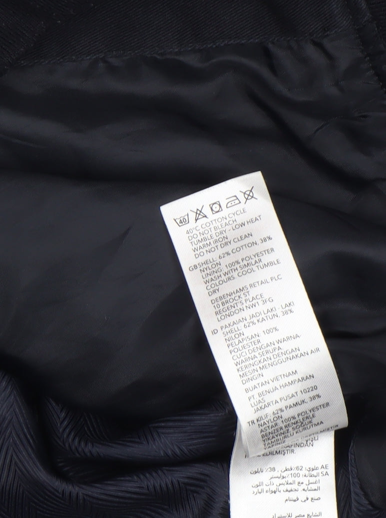Jasper Conran Men's Black Bomber Jacket Size M Cotton Blend