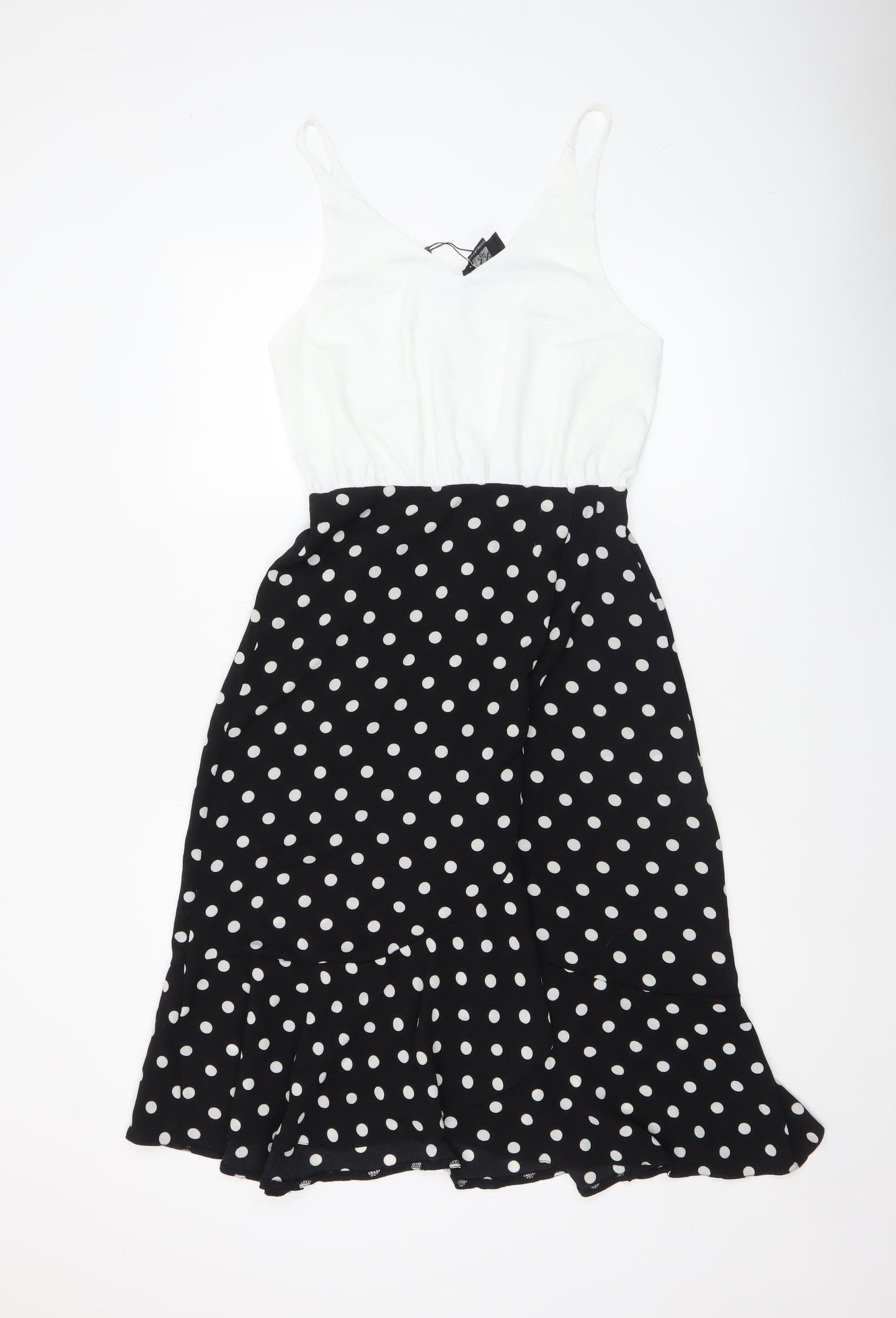 AX Paris Women Black White Polka Dot Fit & Flare Dress Size 8