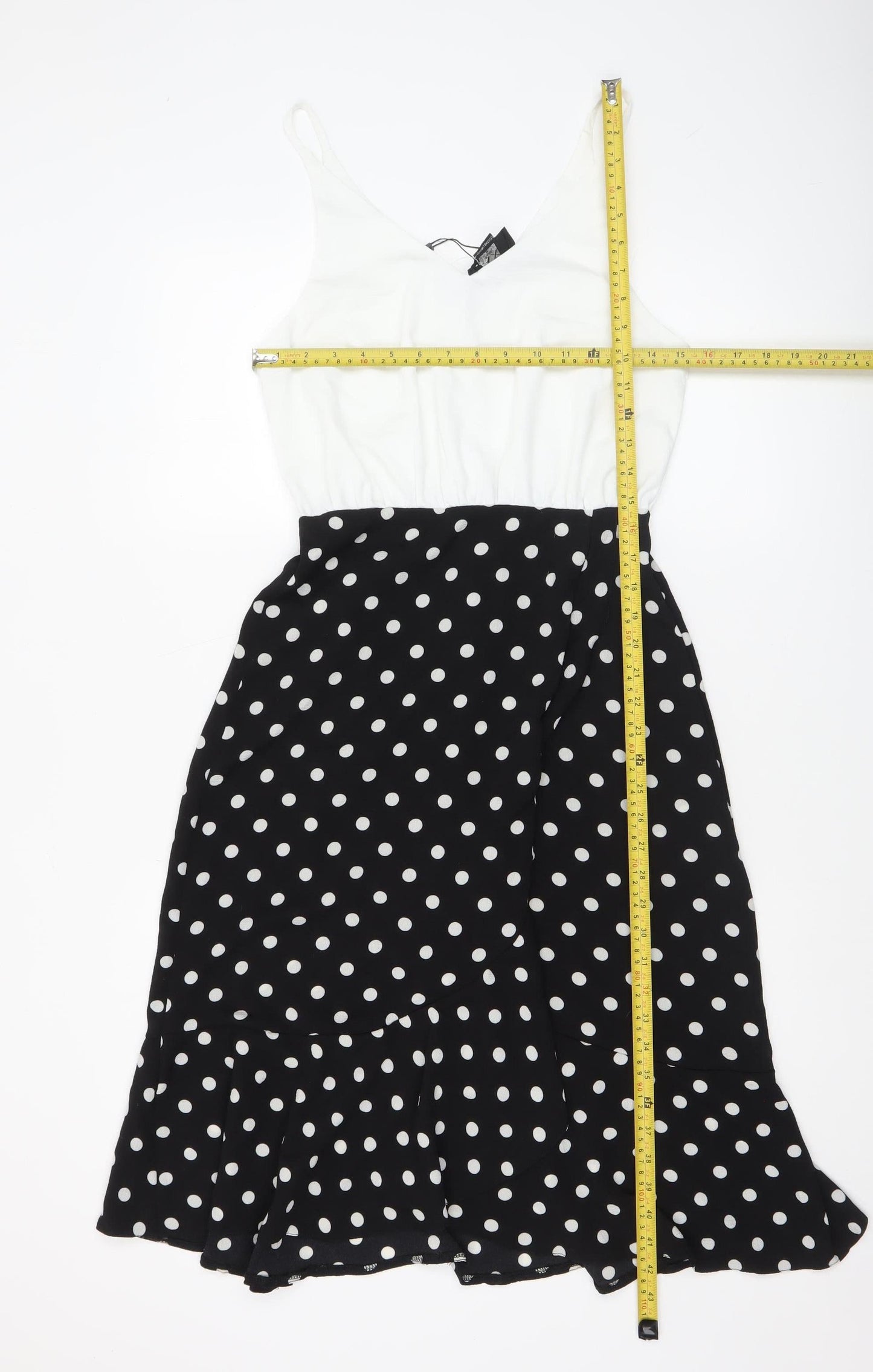 AX Paris Women Black White Polka Dot Fit & Flare Dress Size 8