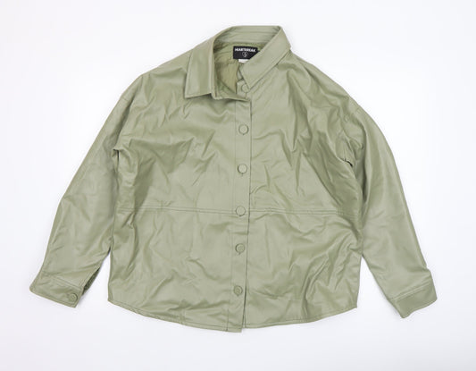 Heartbreak Women’s Green Faux Leather Button Jacket UK 12
