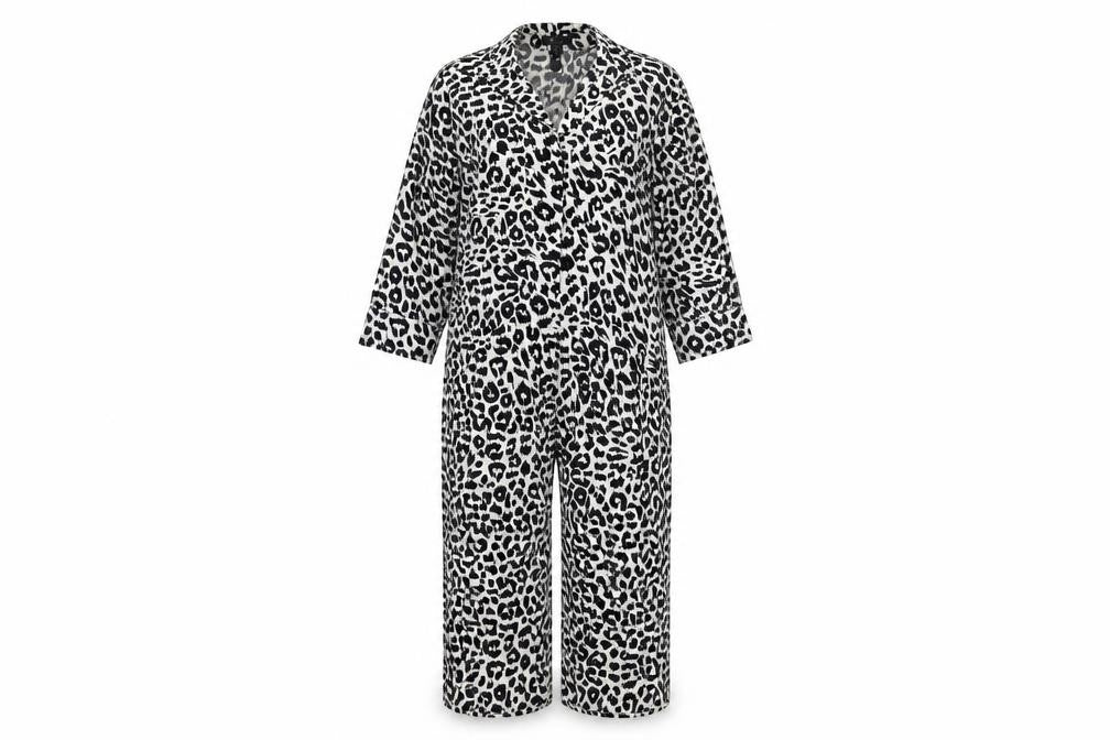 Cutie Women’s Black White Leopard Print Polyester Jumpsuit UK 10