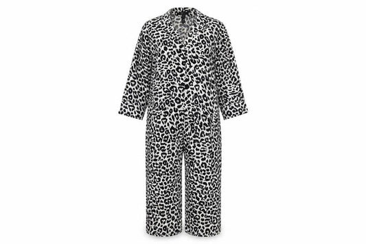 Cutie Women’s Black White Leopard Print Polyester Jumpsuit UK 10