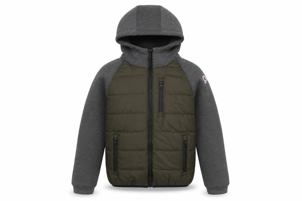 Invicta Boys Grey & Green Hooded Puffer Jacket 10 Years Polyester