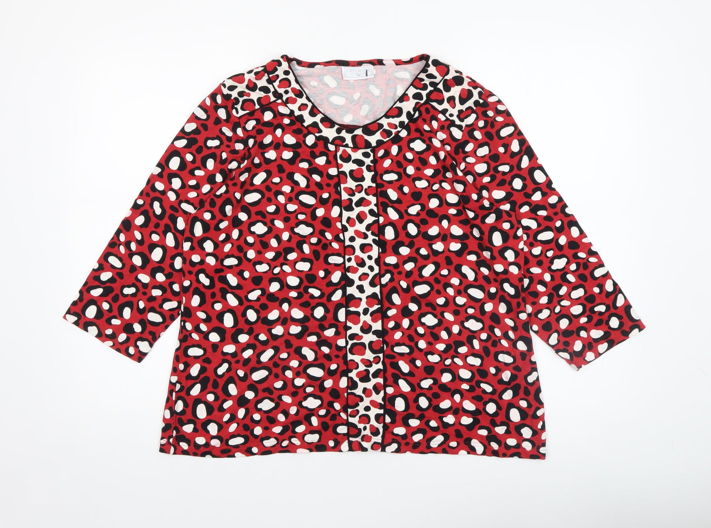 Cotswold Collections Womens Red Animal Print 3/4 Sleeve Tunic Blouse Size 18