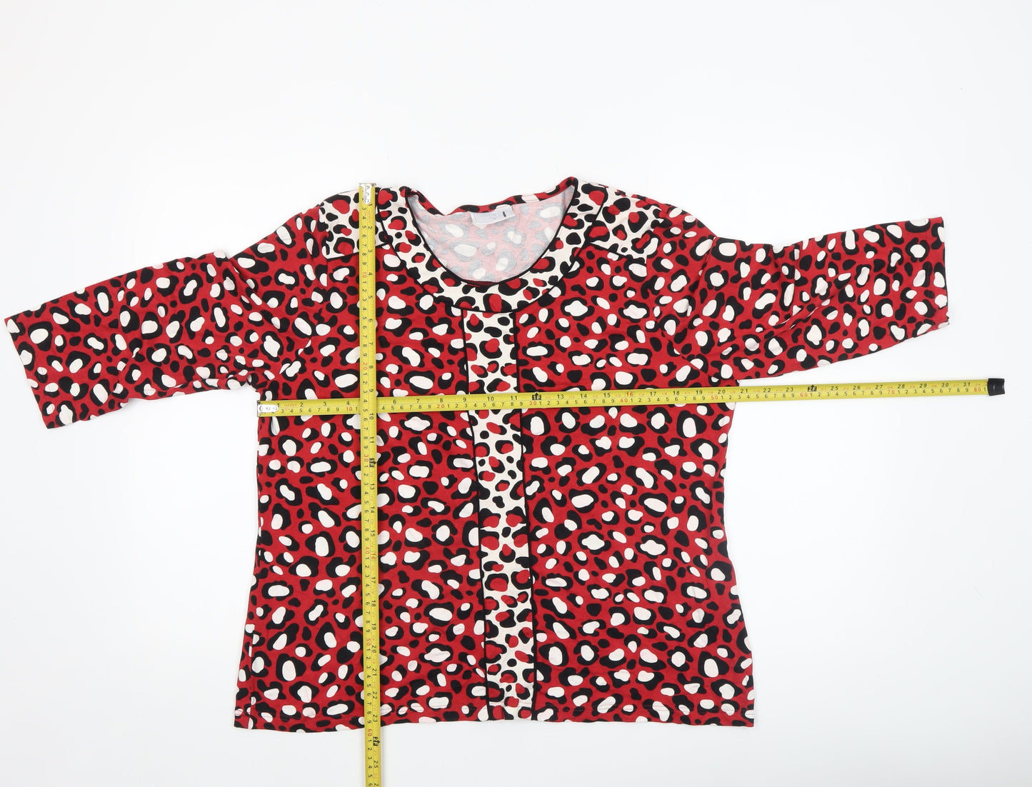 Cotswold Collections Womens Red Animal Print 3/4 Sleeve Tunic Blouse Size 18
