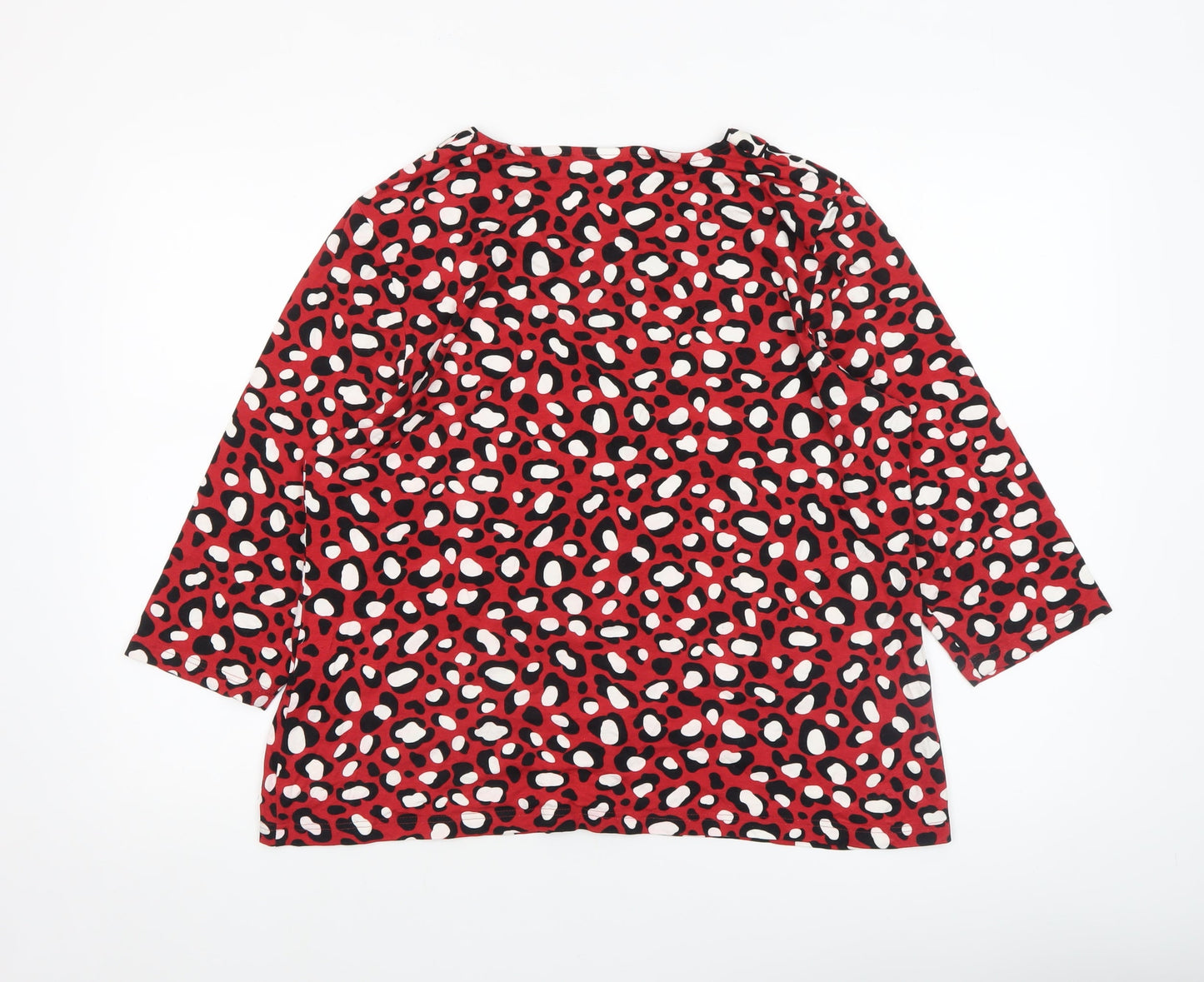 Cotswold Collections Womens Red Animal Print 3/4 Sleeve Tunic Blouse Size 18