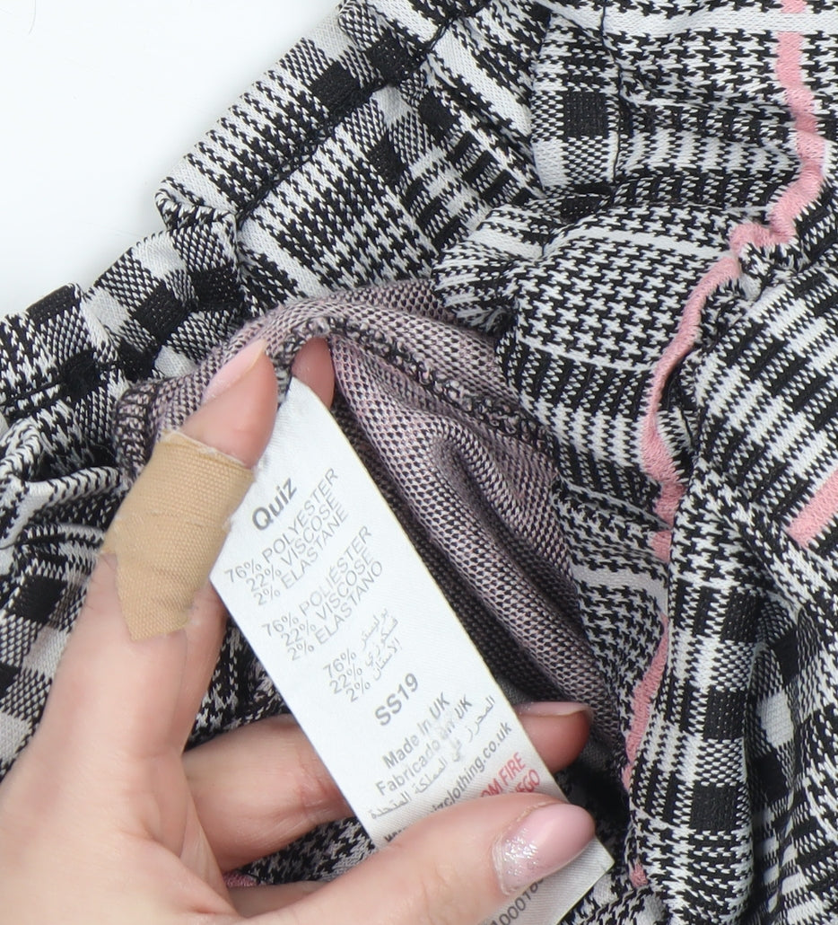 Quiz Women’s Grey Check Paperbag High Waist Tapered Trousers Size 6