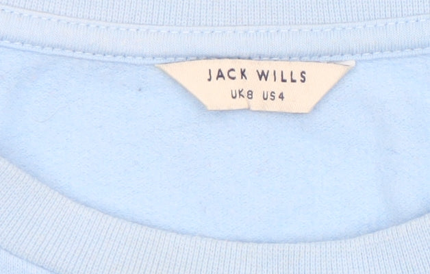 Jack Wills Women Blue UK 8 Cotton Blend Crew Neck Pullover Sweatshirt