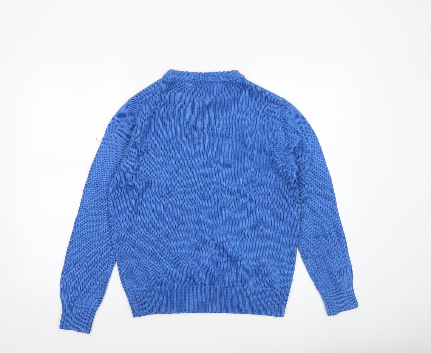 Crazy Granny Women Blue Christmas Reindeer Crew Neck Jumper XS