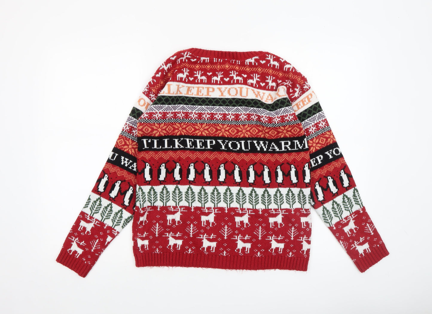 River Island Womens Red Christmas Fair Isle Jumper Size S