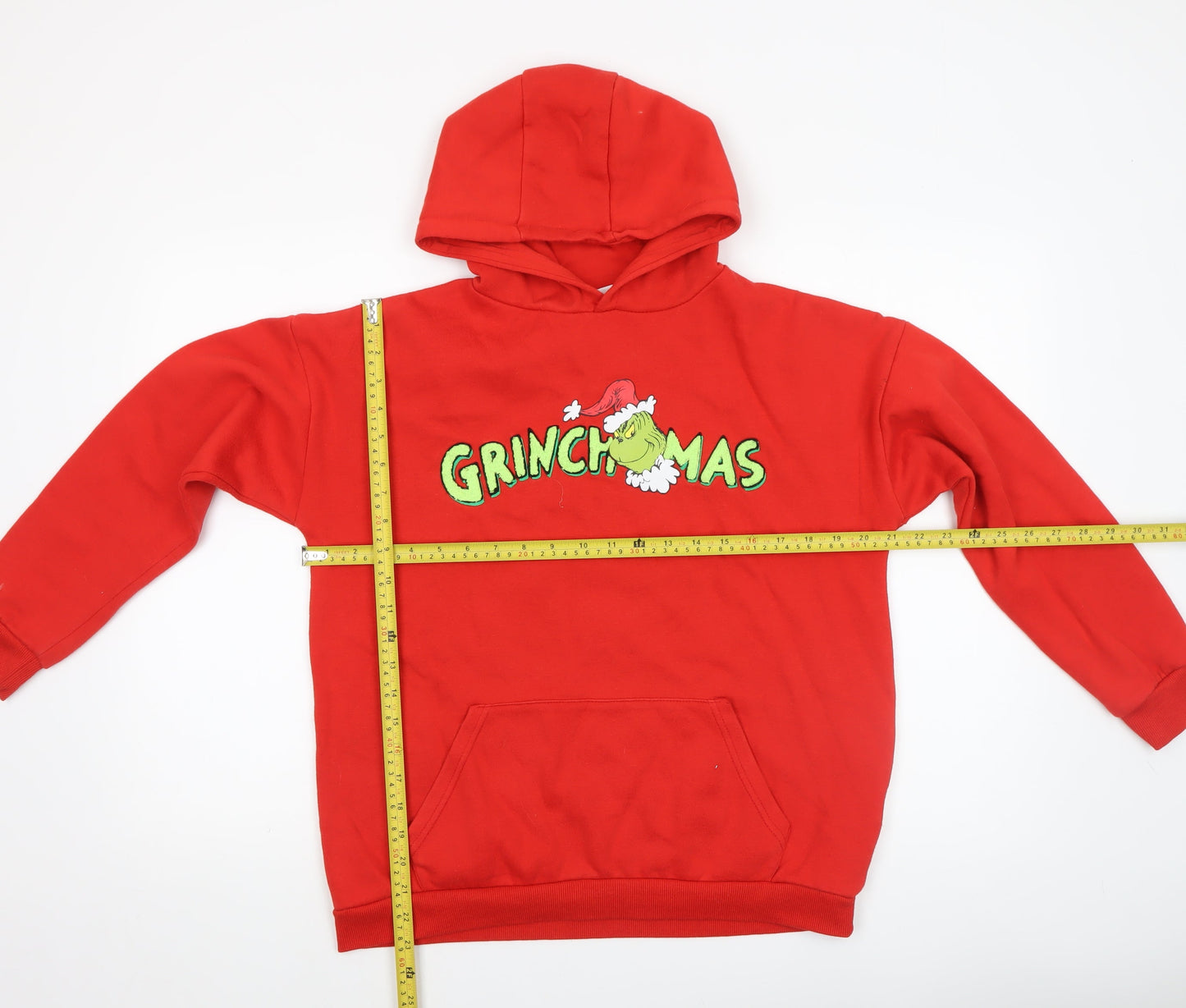The Grinch Boys Red Pullover Hoodie 12-13 Years Christmas Graphic Print