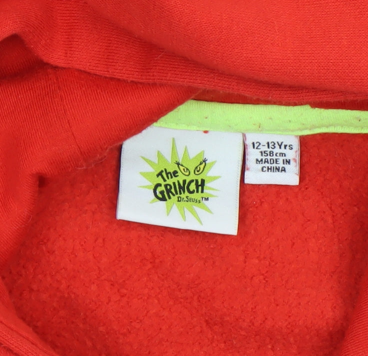 The Grinch Boys Red Pullover Hoodie 12-13 Years Christmas Graphic Print